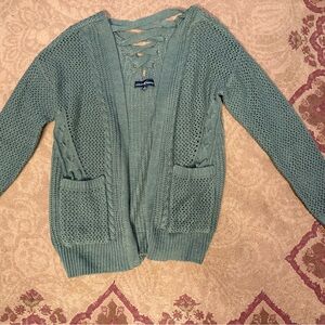 Almost Famous green Open-Knit Cardigan